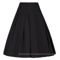 Grace Karin Frauen Solid Color High Stretchy Vintage Retro A-Line Kurze schwarze Rock CL010451-1